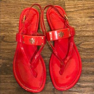 7.5 - Red Tory Burch patent leather sandals